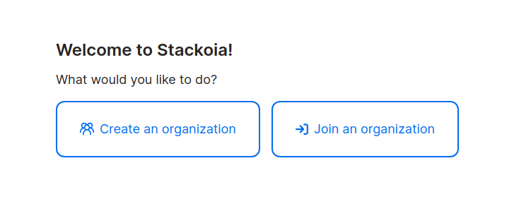 Stackoia dashboard welcome page